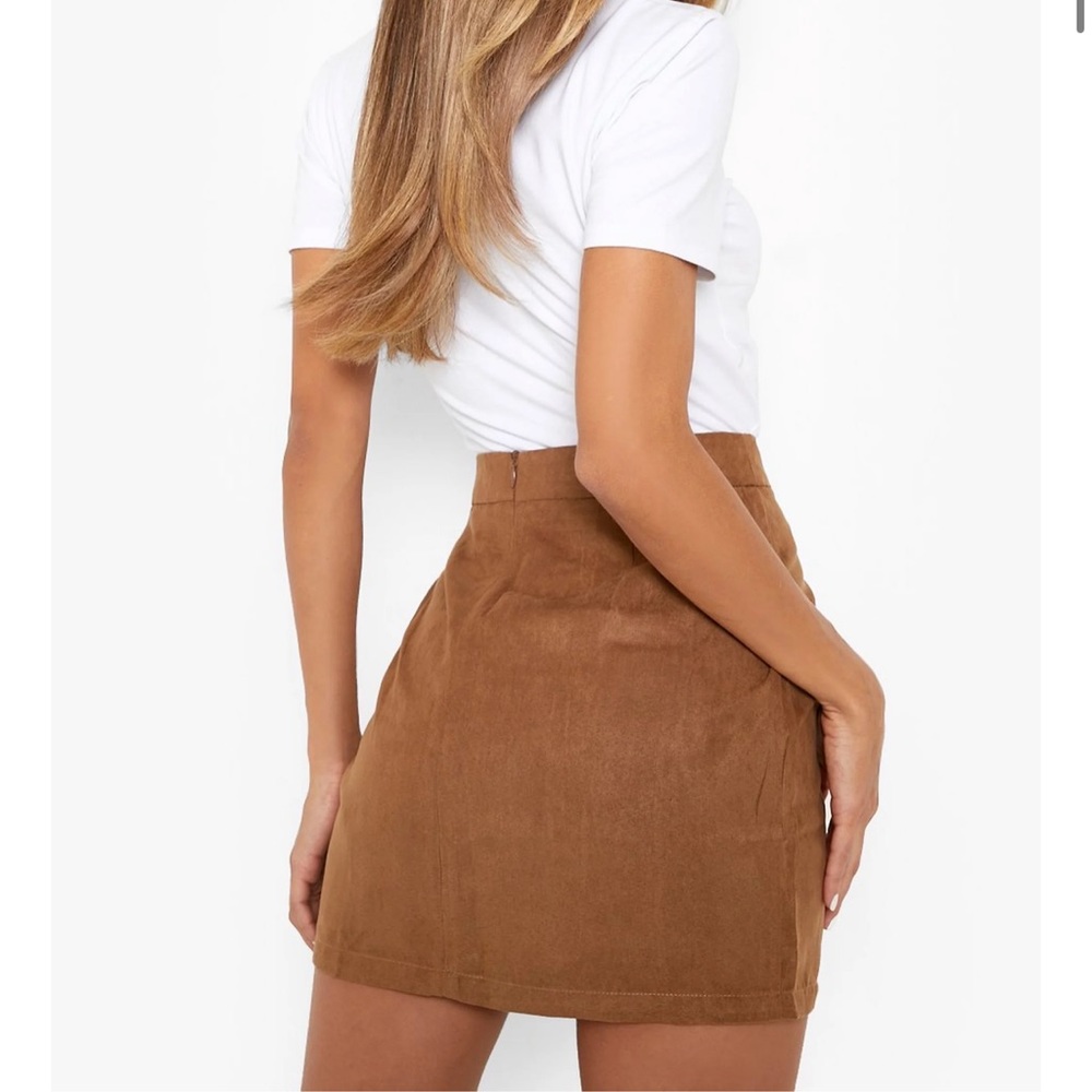 Boo Hoo Suede Brown Miniskirt